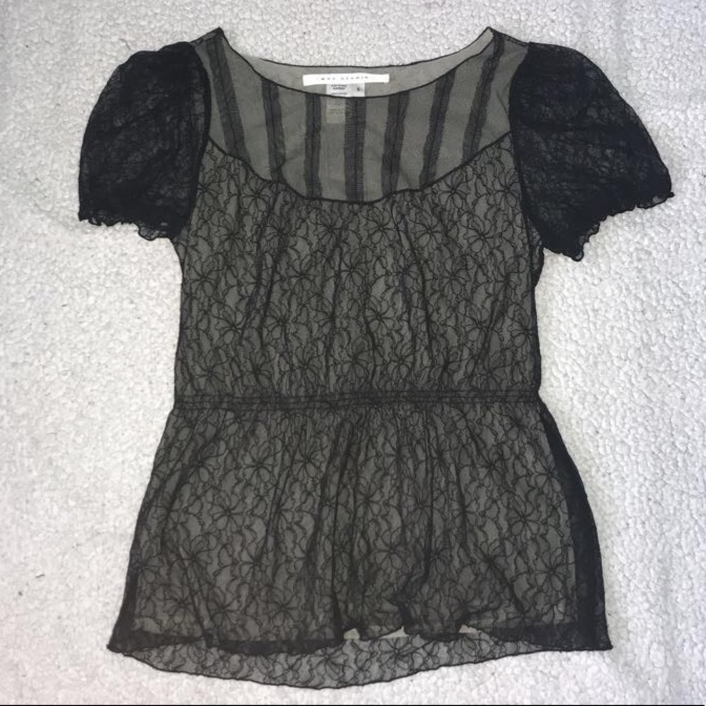Max Studio Black Laced Blouse: S